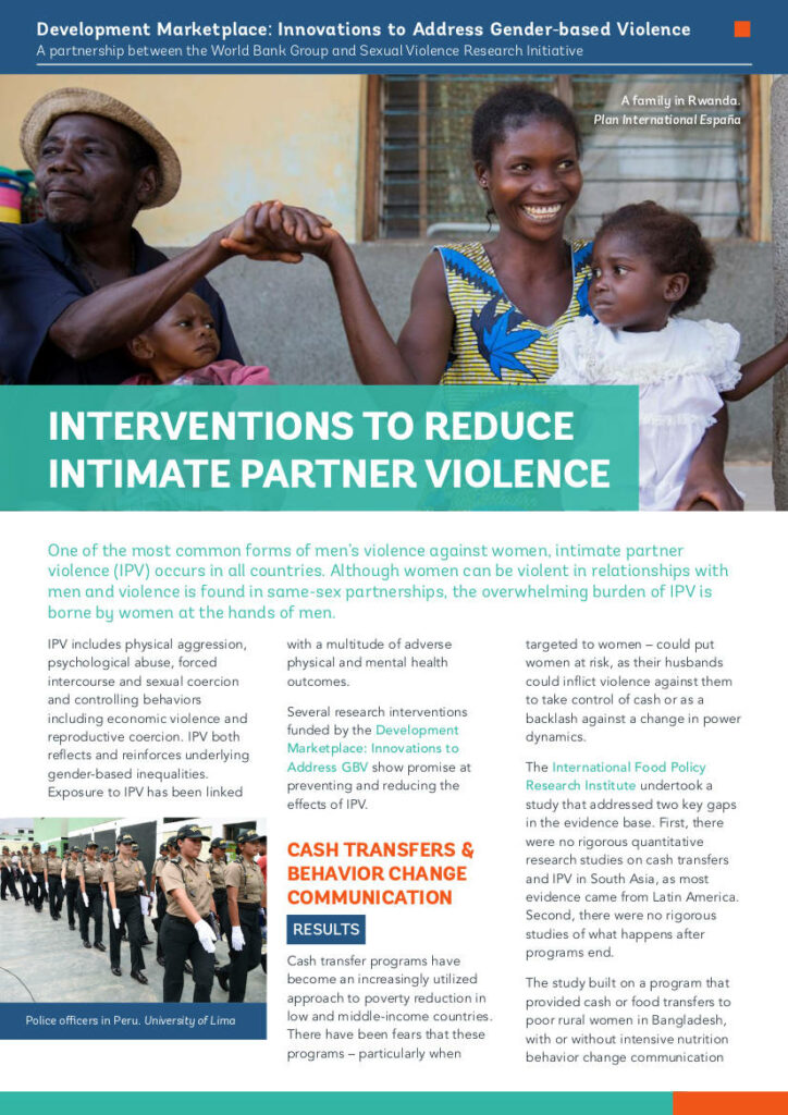 Interventions to reduce intimate partner violence